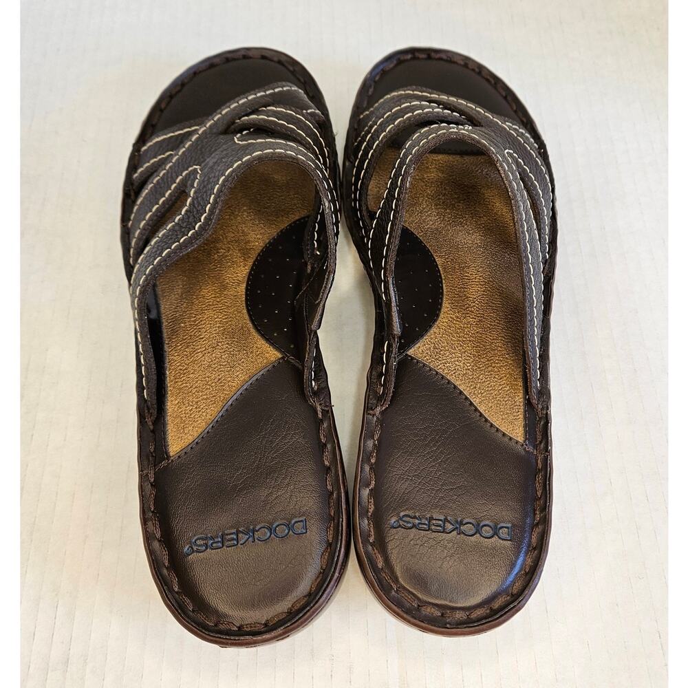 Brown Leather Dockers Cambree Slip On Strappy Sandals Size 8.5M - Picture 8 of 9